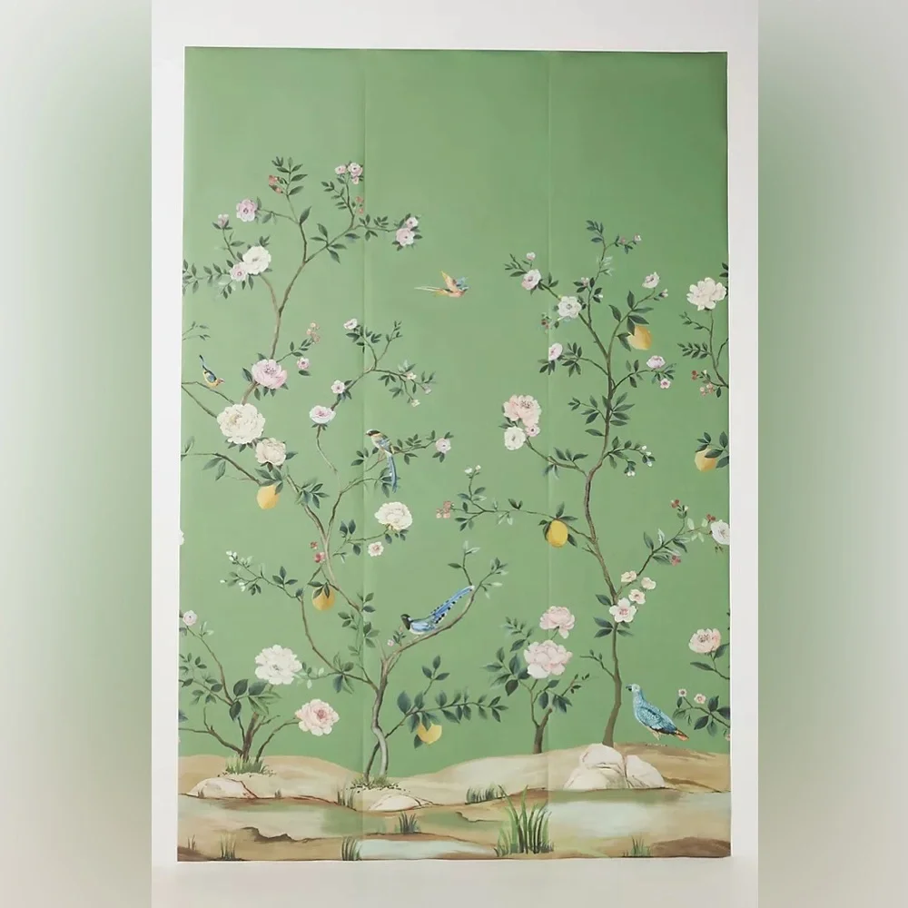 New Anthropologie Green Blossom Chinoiserie Wall Mural Wallpaper Art Judarn